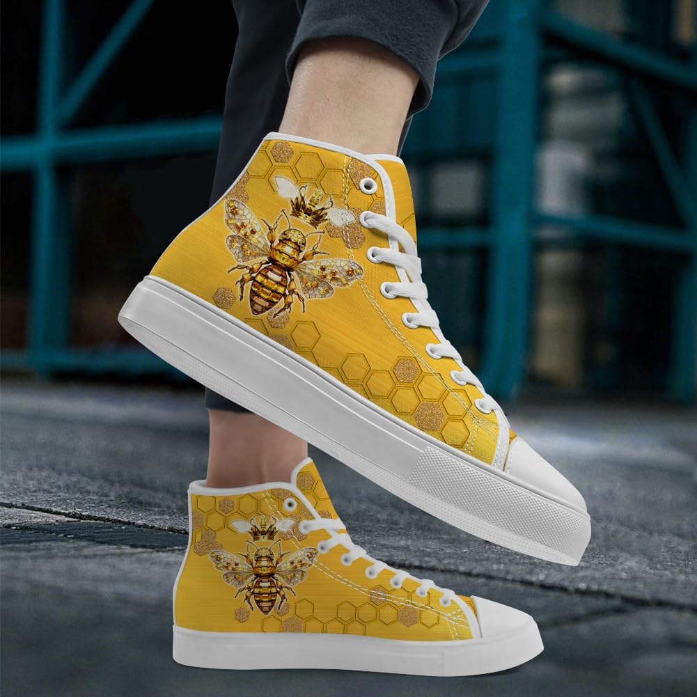 Кеды Chebing Bee высокие на шнуровке из холщовой ткани, повседневная обувь для мужчин и женщин, желтый — фото 2