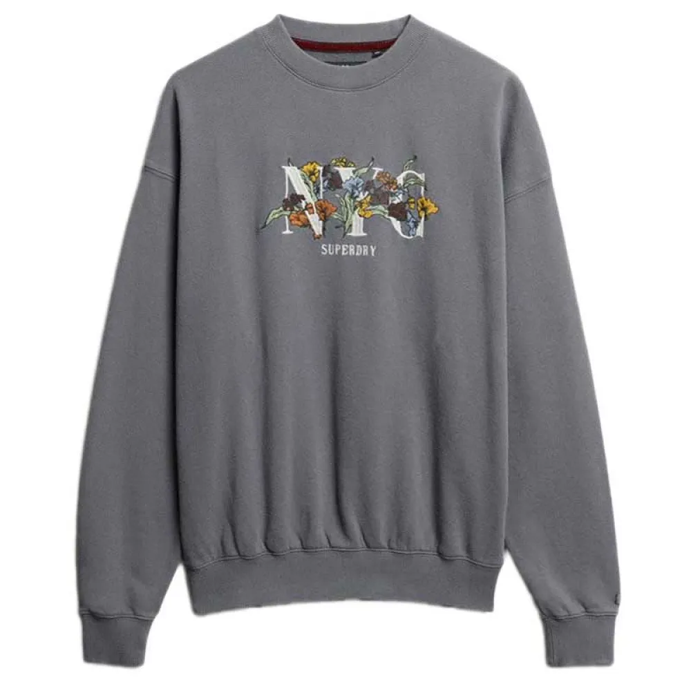 

Толстовка Superdry Night Garden Oversized Crew, серый