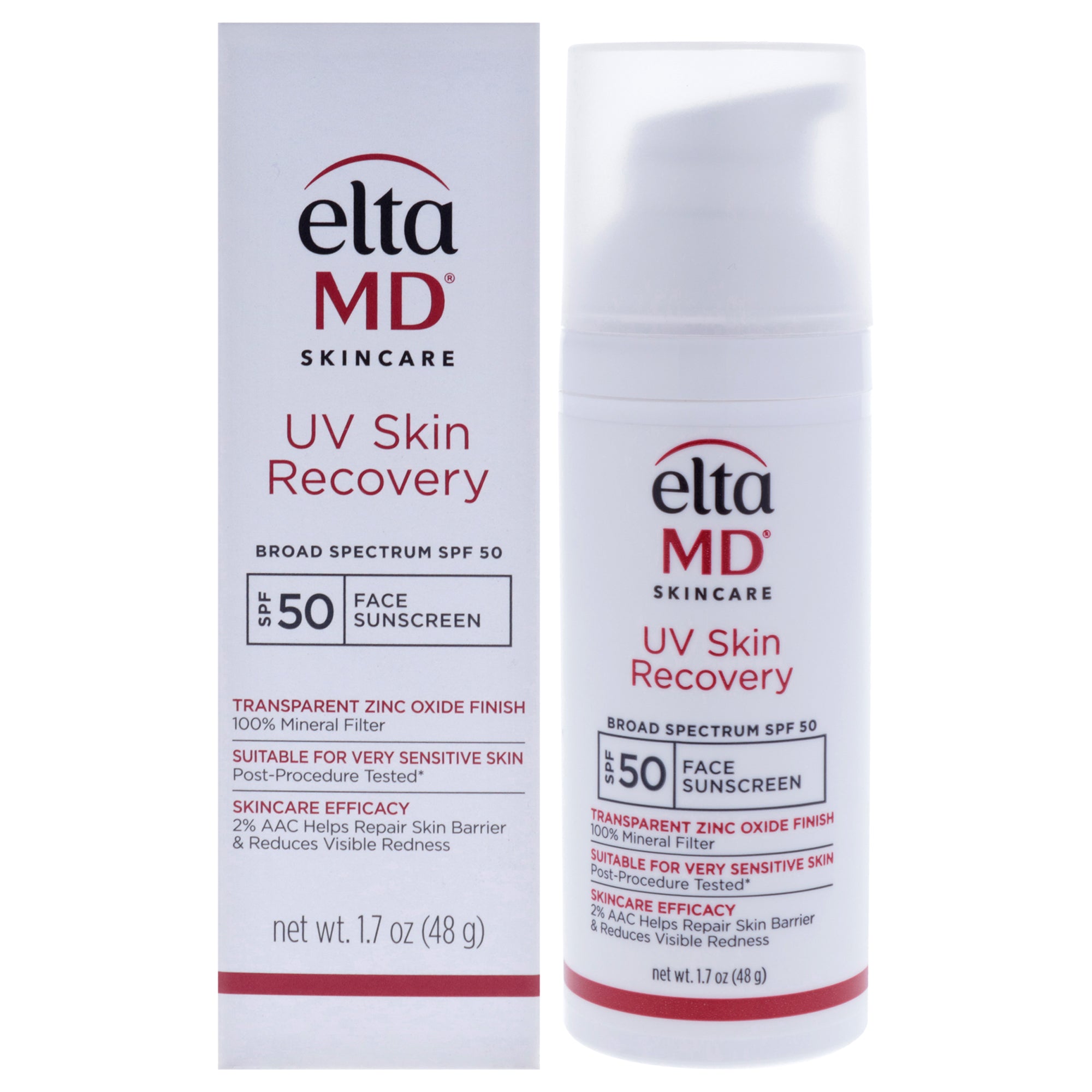 

Солнцезащитный крем для лица UV Skin Recovery SPF 50 от EltaMD, подходит для мужчин и женщин - 48 г, прозрачный