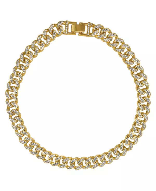 

Женское ожерелье из толстой кубинской цепочки с золотым покрытием и кристаллами Adornia, yellow