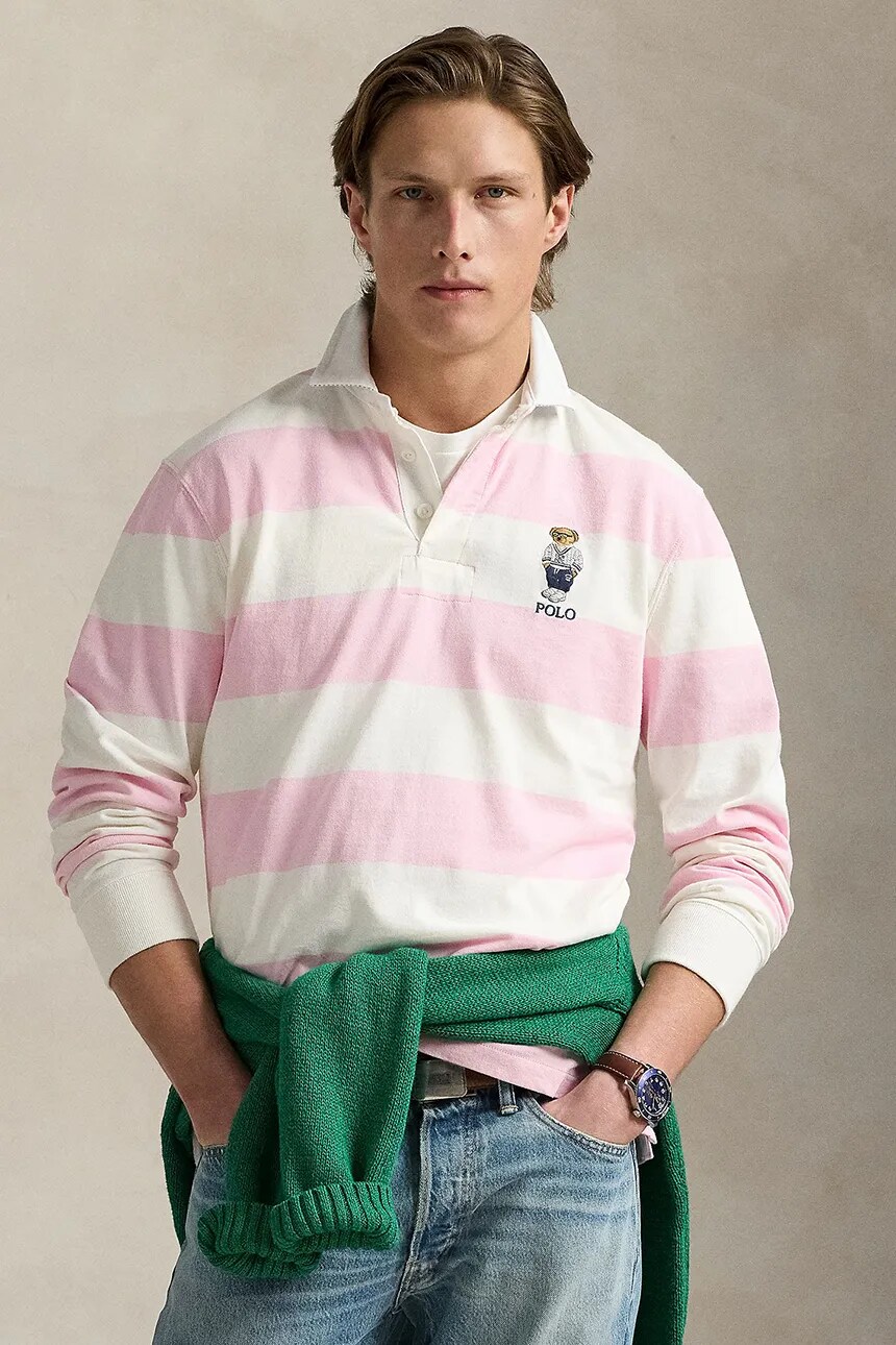 

Хлопковая рубашка с длинными рукавами Polo Ralph Lauren, розовый