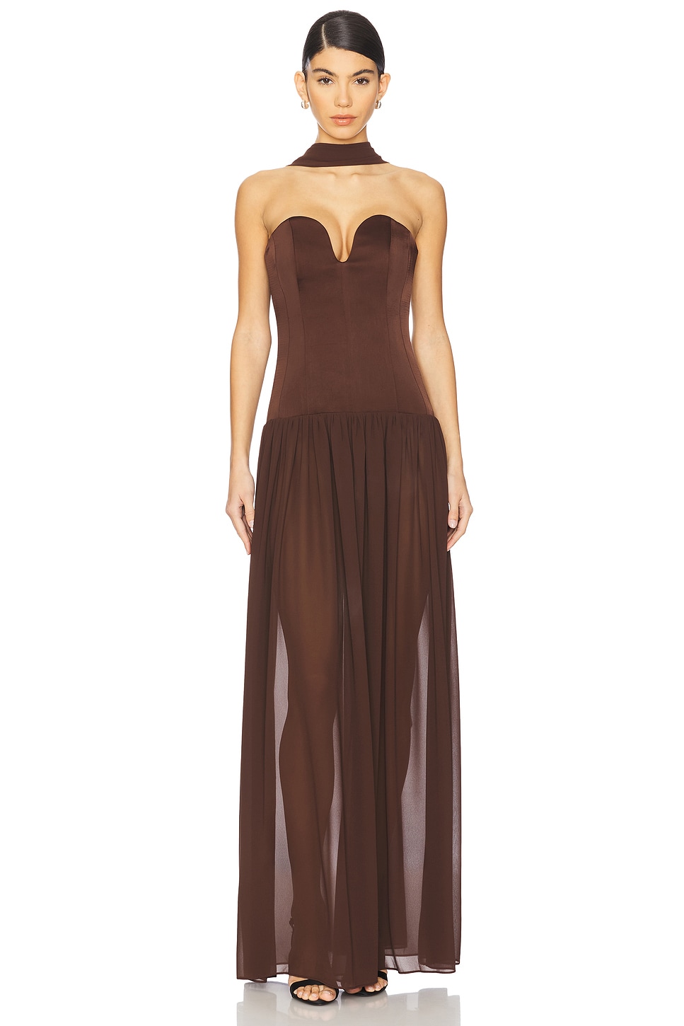 

Корсетное макси-платье Ada Lpa, dark brown