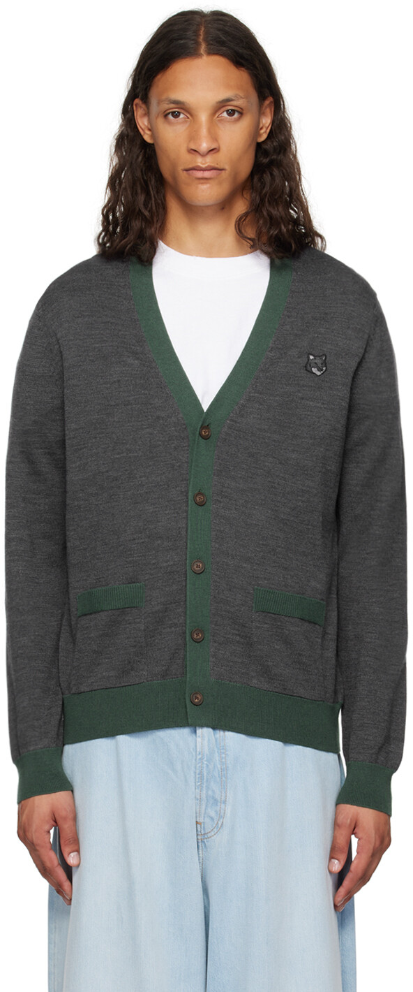 

Кардиган с серой лисьей головой Maison Kitsune, Dark gray melange