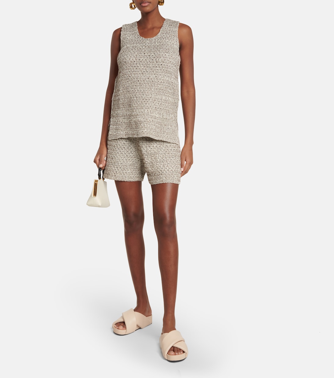 Шорты из смесовой хлопковой ткани ажурной вязки Jil Sander, Open Miscellaneous — фото 2