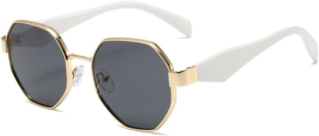 

Солнцезащитные очки с защитой UV400 | Металлические круглые, в стиле панк, с металлическими шарнирами | Для женщин и мужчин, для занятий спортом на открытом воздухе и вождения DSVIGF, Whitegold-black