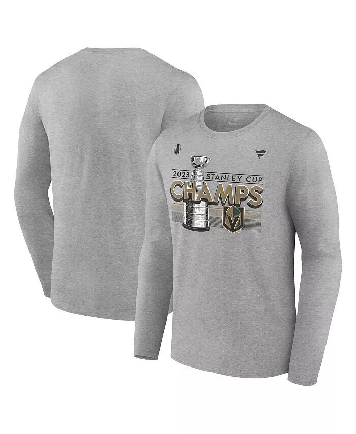 

Футболка мужская Heather Gray Vegas Golden Knights 2023 Stanley Cup Champions Locker Room с длинным рукавом Fanatics