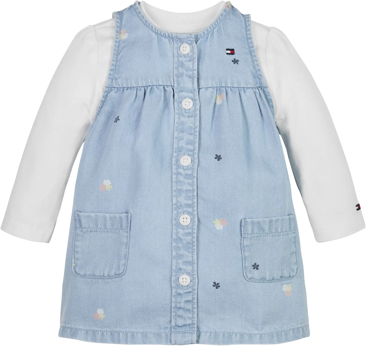 

Рубашка и юбка Tommy Hilfiger "FLOWER ALLOVER DRESS SET", малыш до 2 лет, логотип, цветочный принт, джинсовый