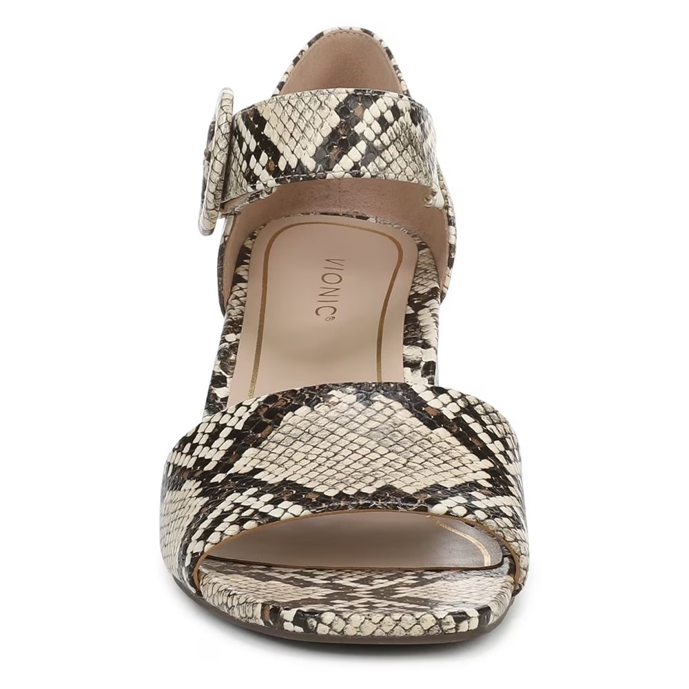 Блочные босоножки на каблуке Chardonnay Vionic, ivory snake print leather — фото 3