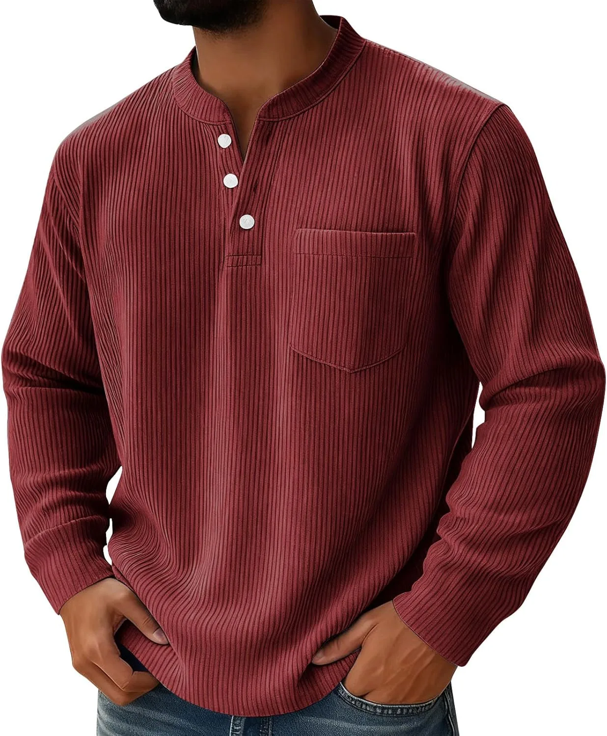 

Классическая рубашка из вельвета для мужчин Casual Long Sleeve Loose Fit