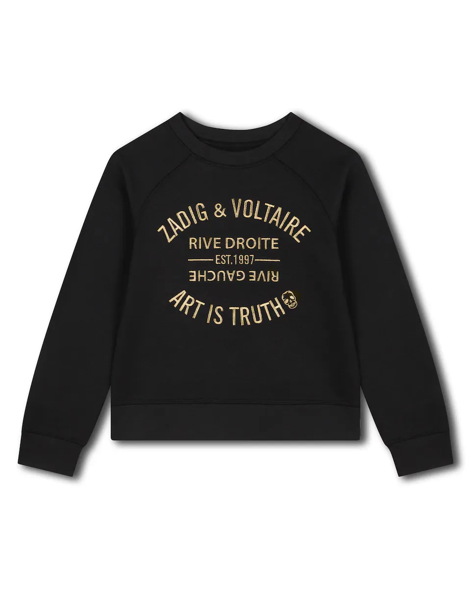 

Черная хлопковая толстовка для девочки Zadig & Voltaire, черный