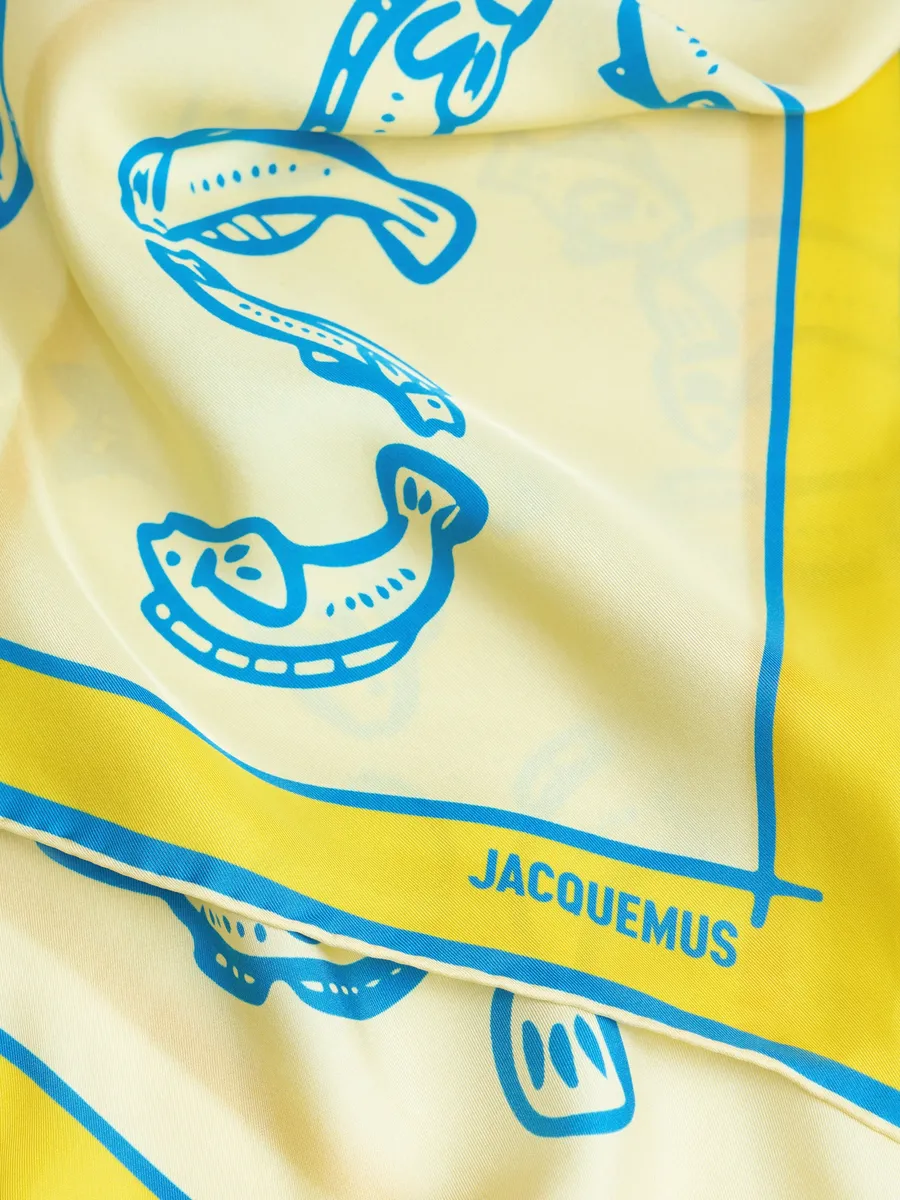 

Шелковая бандана с рыбным принтом Песко Jacquemus, желтый