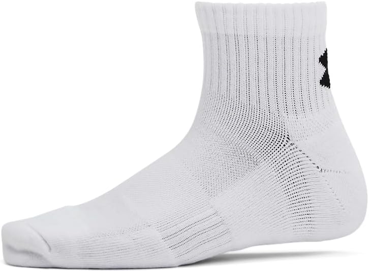 Детские тренировочные хлопковые носки Under Armour Youth Training Cotton Quarter Socks (3 пары), (100) White/White/Black — фото 4