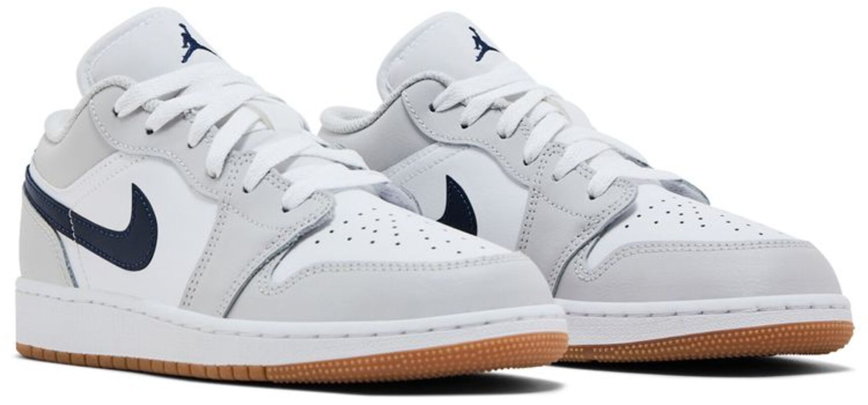 Женские кроссовки Jordan 1 Low White Neutral Grey Gum Midnight Navy — фото 4