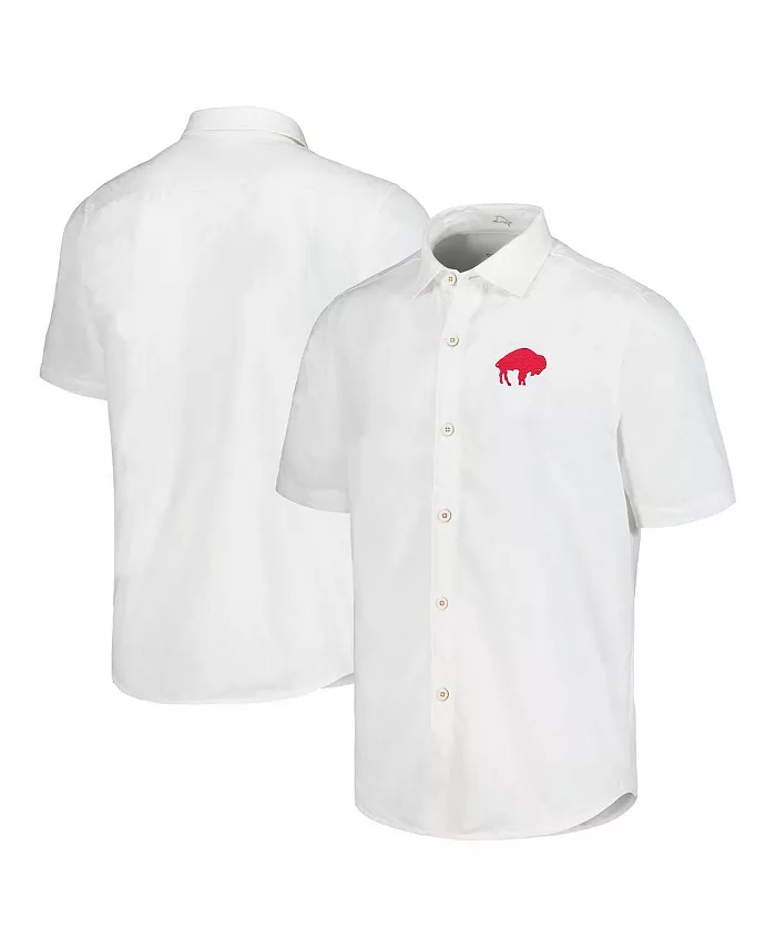 

Tommy Men's Bahama White Buffalo Bills Sport Coconut Point Palm Vista IslandZone рубашка на пуговицах в стиле кэмп Tommy Bahama, белый