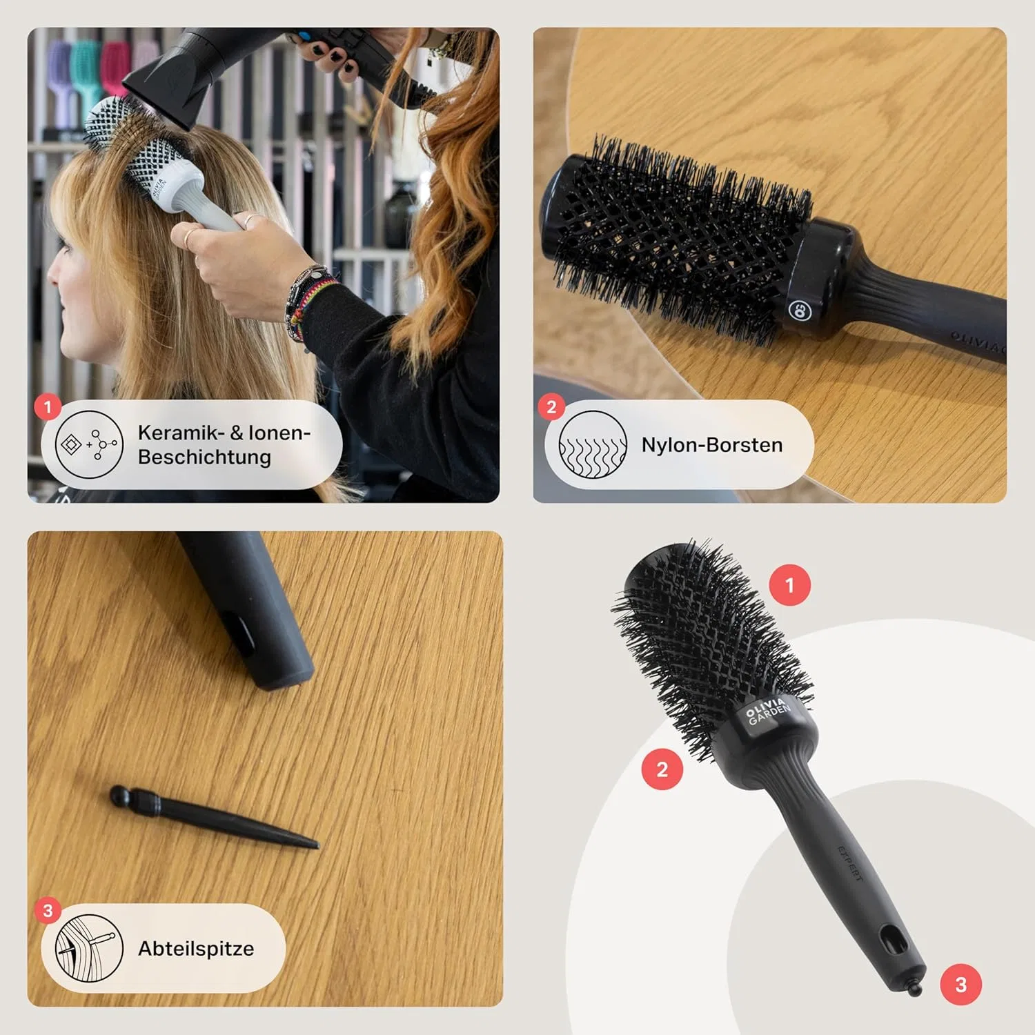 Круглая щетка для укладки волос Olivia Garden Expert Blowout Shine Olivia Garden, Black — фото 4