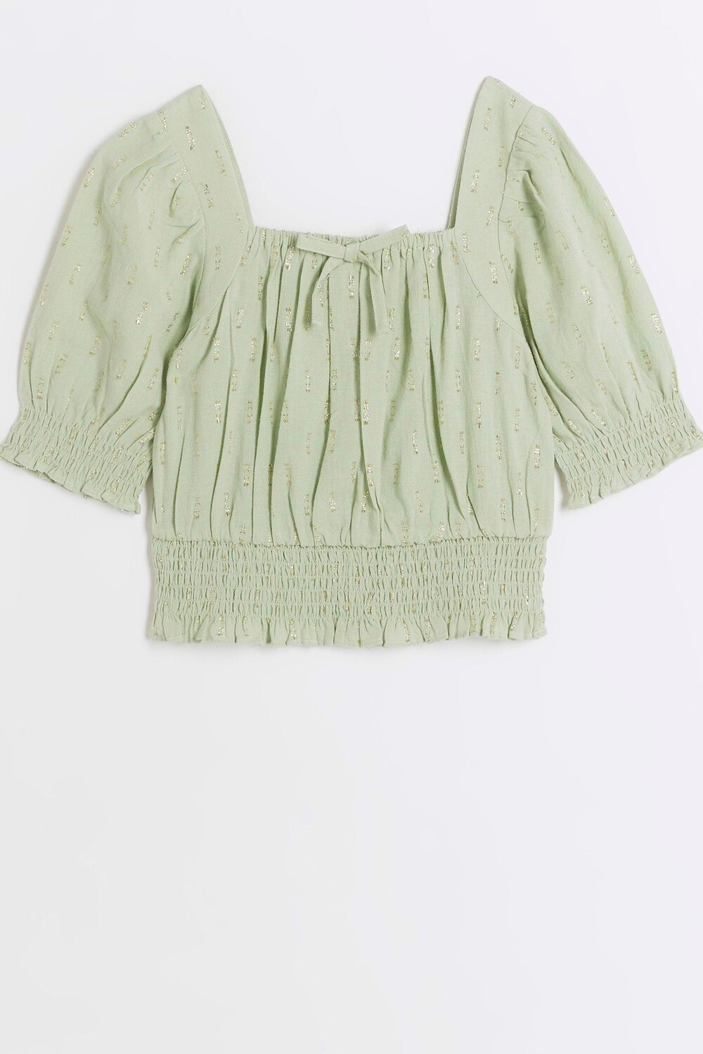 

Льняной топ для девочки-доярки River Island, зеленый
