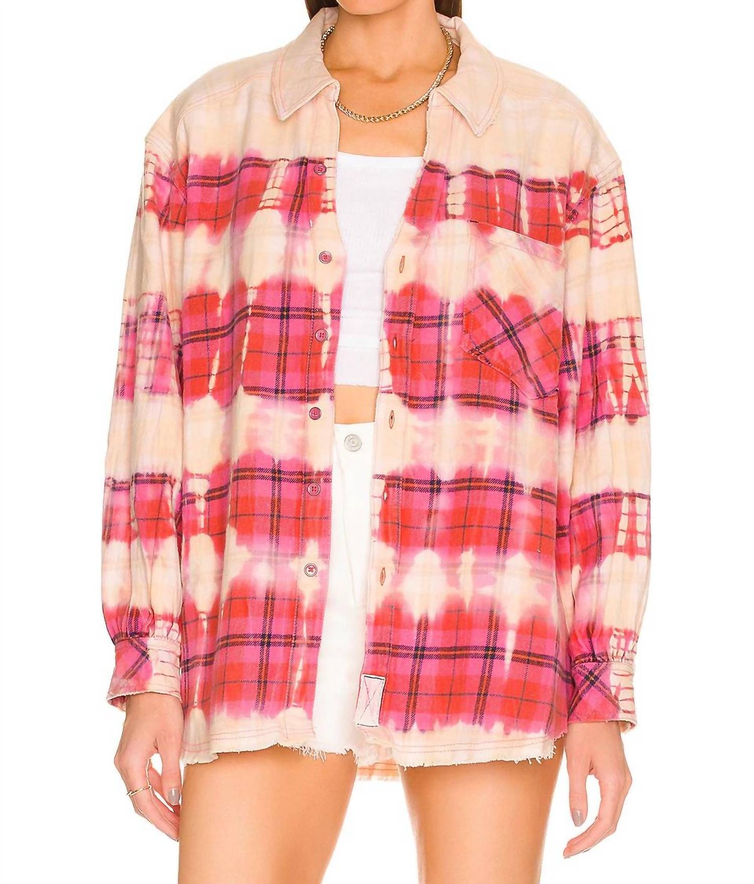 

Клетчатый топ Boy To The Bone в цвете «розовый» Free People