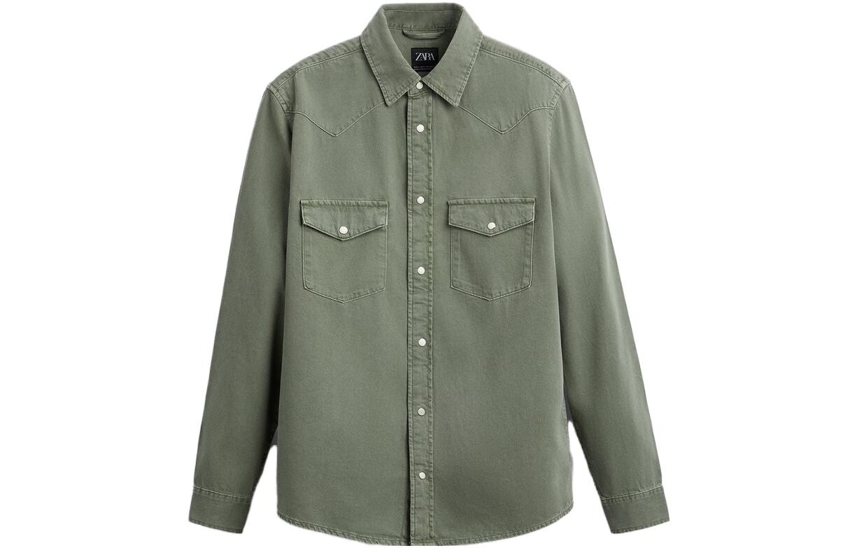 

Рубашка мужская хаки Zara, хаки