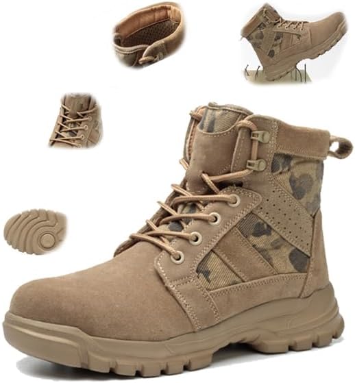 

Прочные кроссовки с стальным носком для мужчин и женщин, легкие, устойчивые к проколам, для строительства, дышащие Generic, светло-коричневый