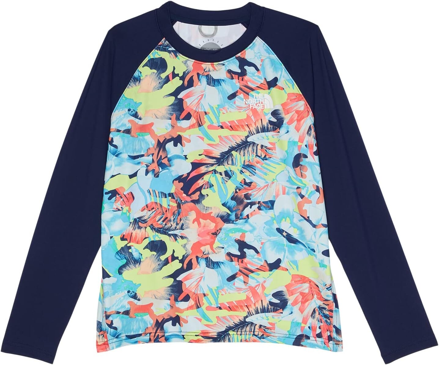 

Купальник The North Face Kids Printed Amphibious Long Sleeve Sun Tee, цвет TNF Navy Youth Tropical Camo Print