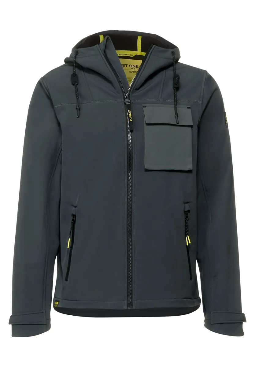 

STREET ONE МУЖСКАЯ куртка софтшелл, с капюшоном, с капюшоном на кулиске Street One Men, оливковый