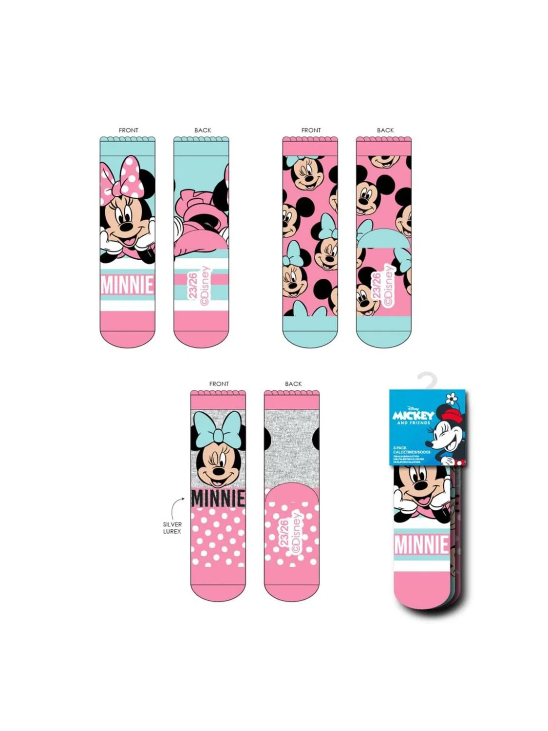 Носки Disney Socken Pack 3 Stück Minnie, мультиколор