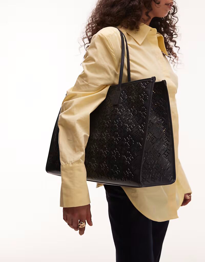 

Сумка-тоут из кожи с монограммой Tommy Hilfiger черного цвета