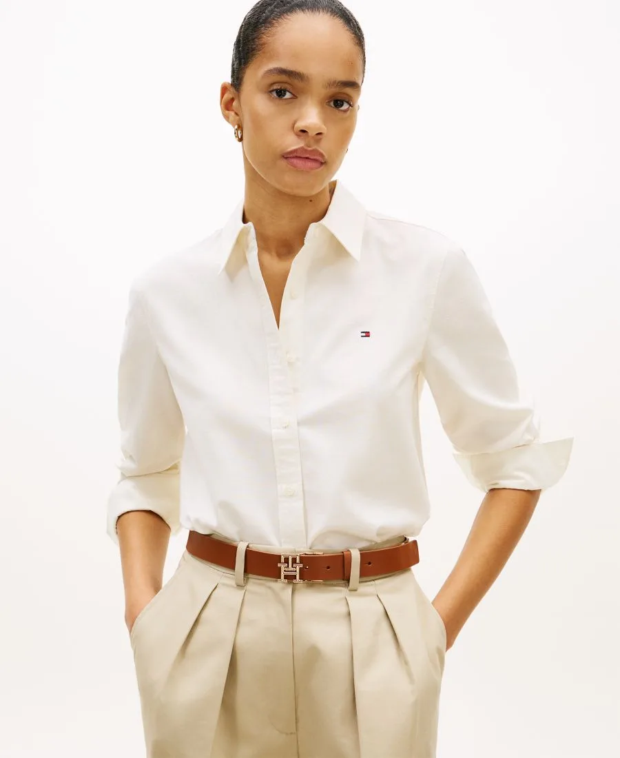 Женская рубашка Оксфорд с длинными рукавами Tommy Hilfiger, экрю