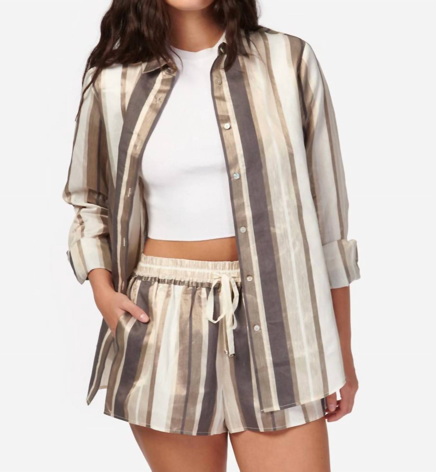 

Льняной топ Malta Metallic в цвете Dune Cami NYC