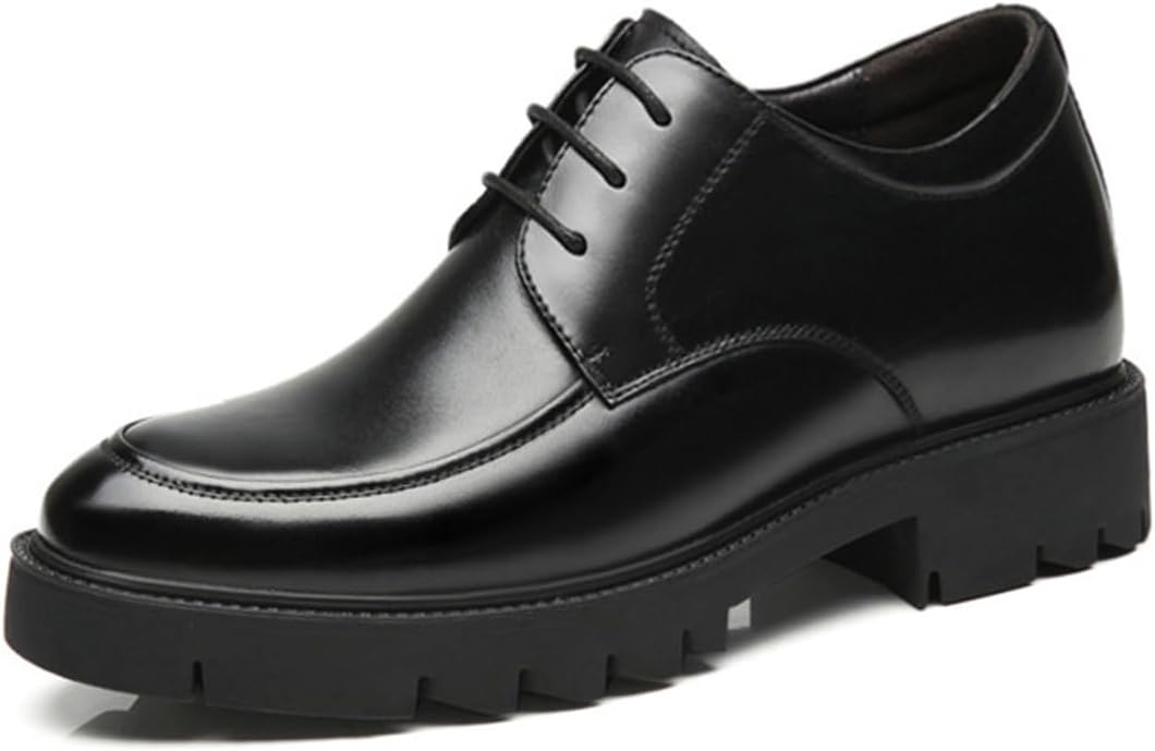 

Мужские оксфорды UKUBOXBAG с формальной отделкой, кожаные шнуровки, деловые туфли с каблуком-невидимкой, нескользящие офисные и свадебные туфли, 8cm/3.1inchs