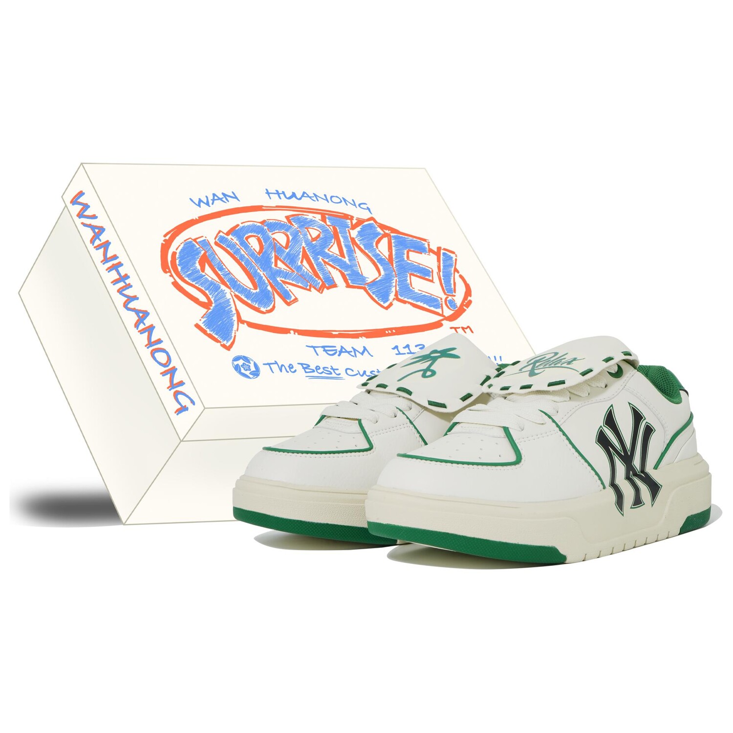 

Кроссовки MLB Chunky Liner Skateboarding Shoes Unisex Low-top Green, белый