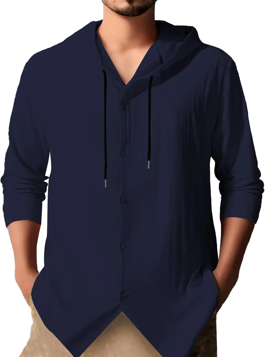 

Льняная рубашка для мужчин Casual Button Down с длинным рукавом