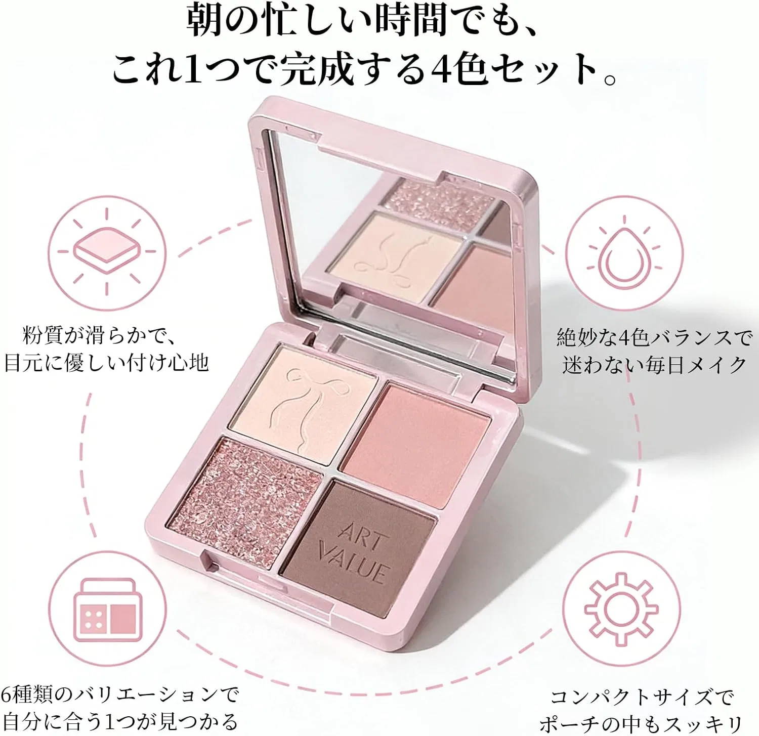 Палетка теней для век 4 цвета матовая и шиммер Hveuluop Gieen 04# Cookie Palette — фото 3
