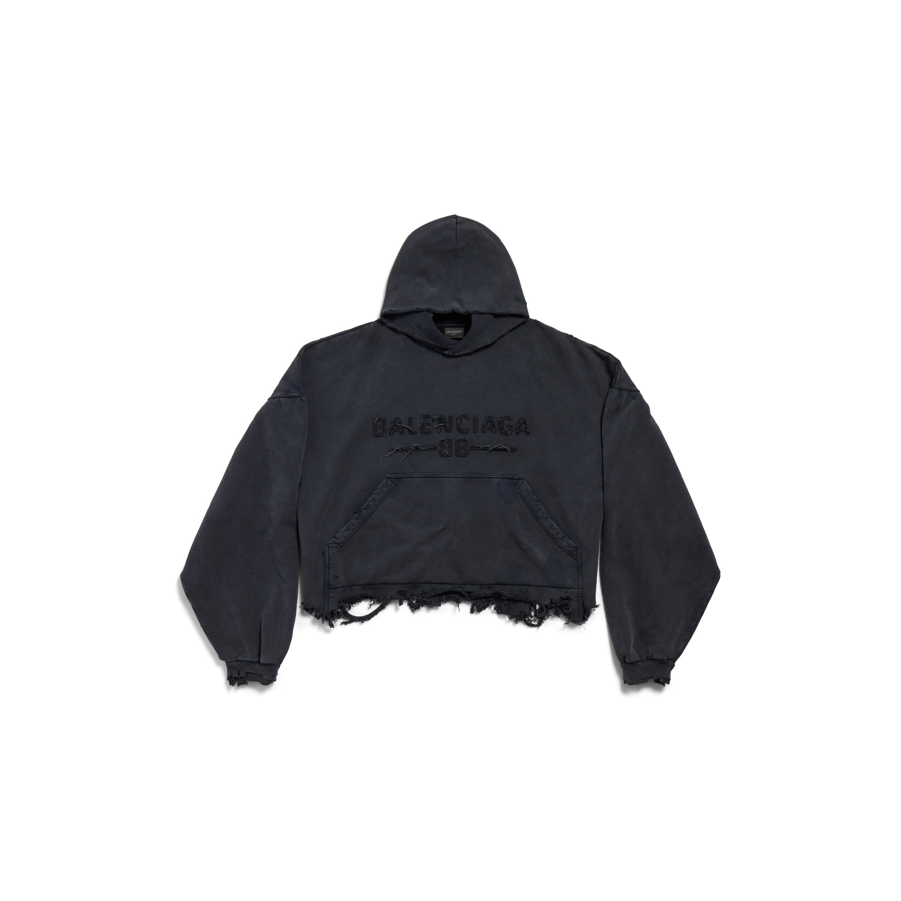 

Новогодняя серия 25 - Укороченная толстовка с капюшоном BALENCIAGA, черный