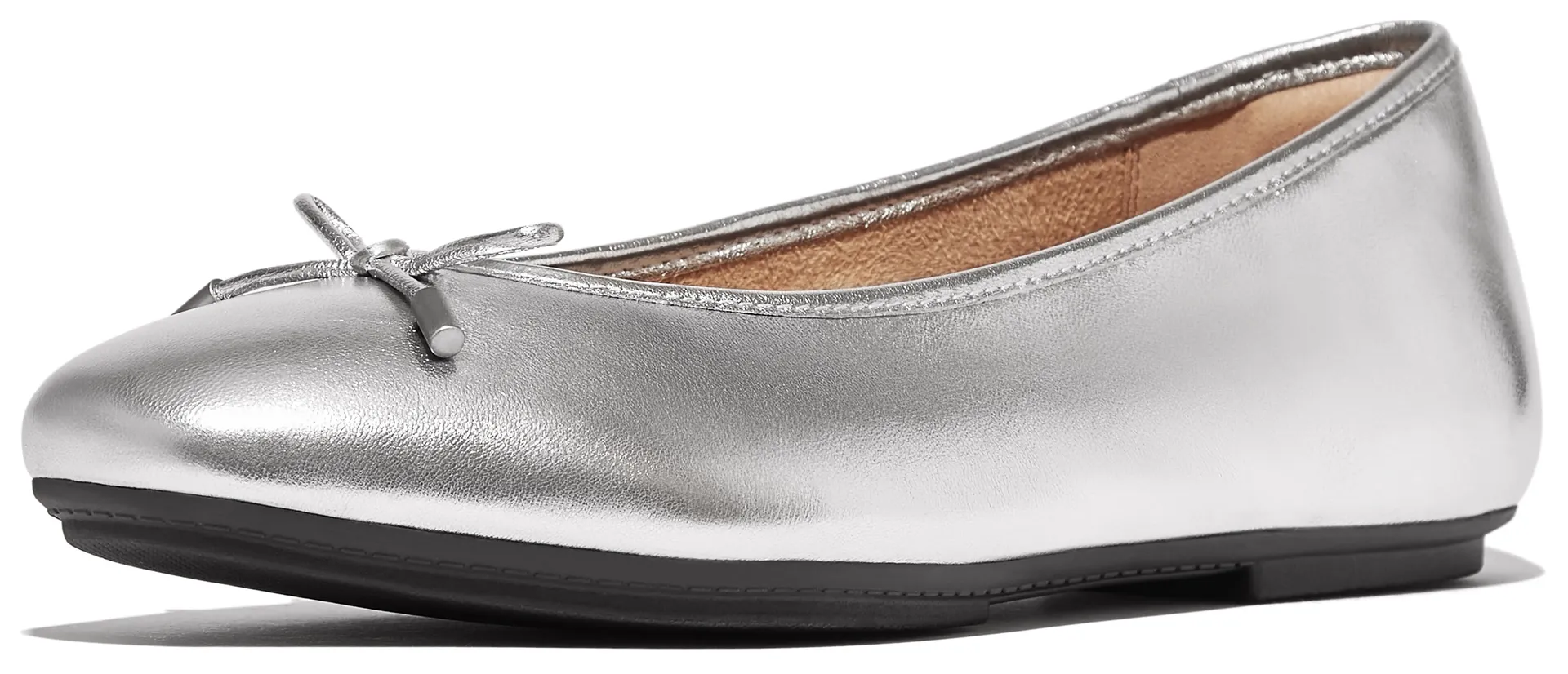 

Балетки Fitflop "Delicato Bow", лоферы, полуботинки, тапочки с эффектом металлик, серебристый