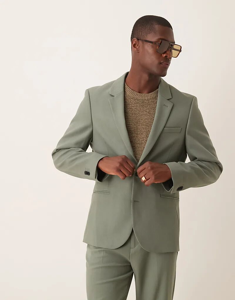 

Узкий пиджак ASOS DESIGN из зеленого твила