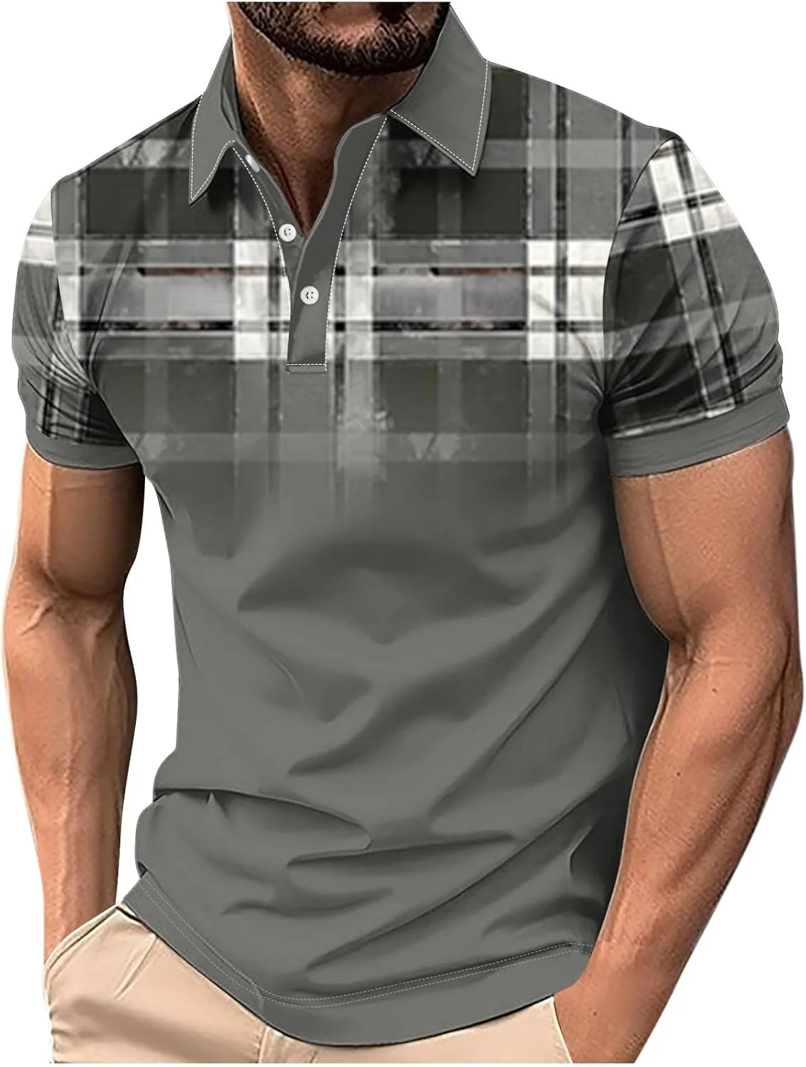 

Мужская футболка для гольфа с коротким рукавом big and tall в клетку