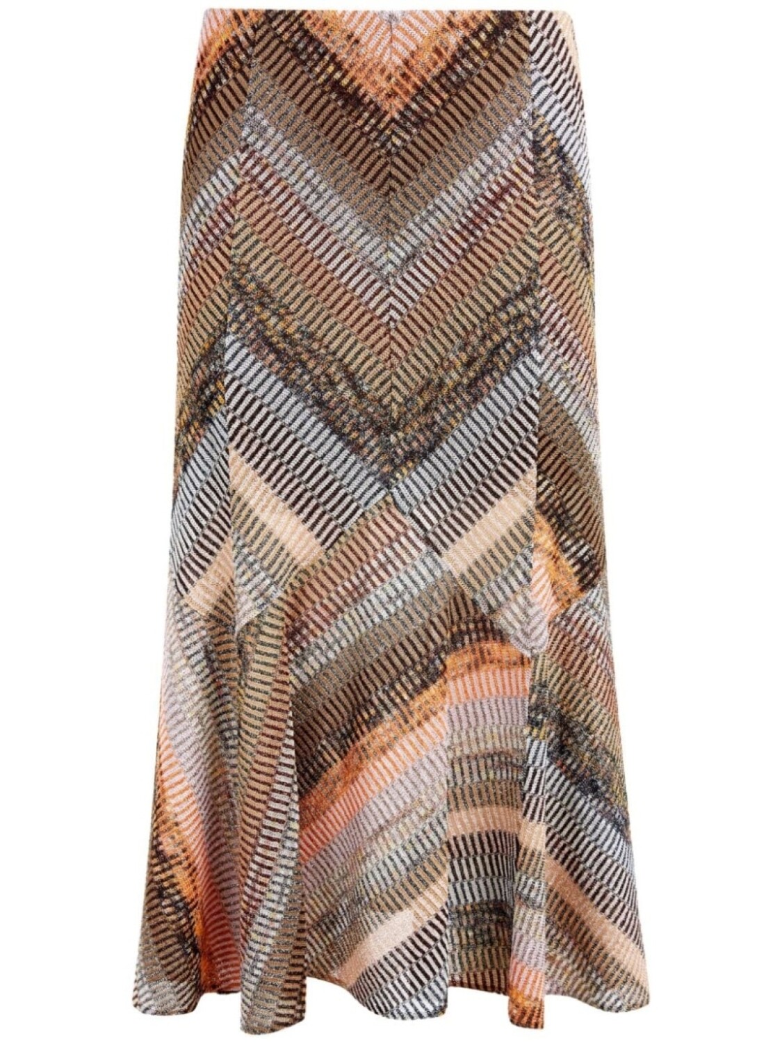 

Missoni расклешенная юбка миди из ламе с эффектом пэчворка, коричневый