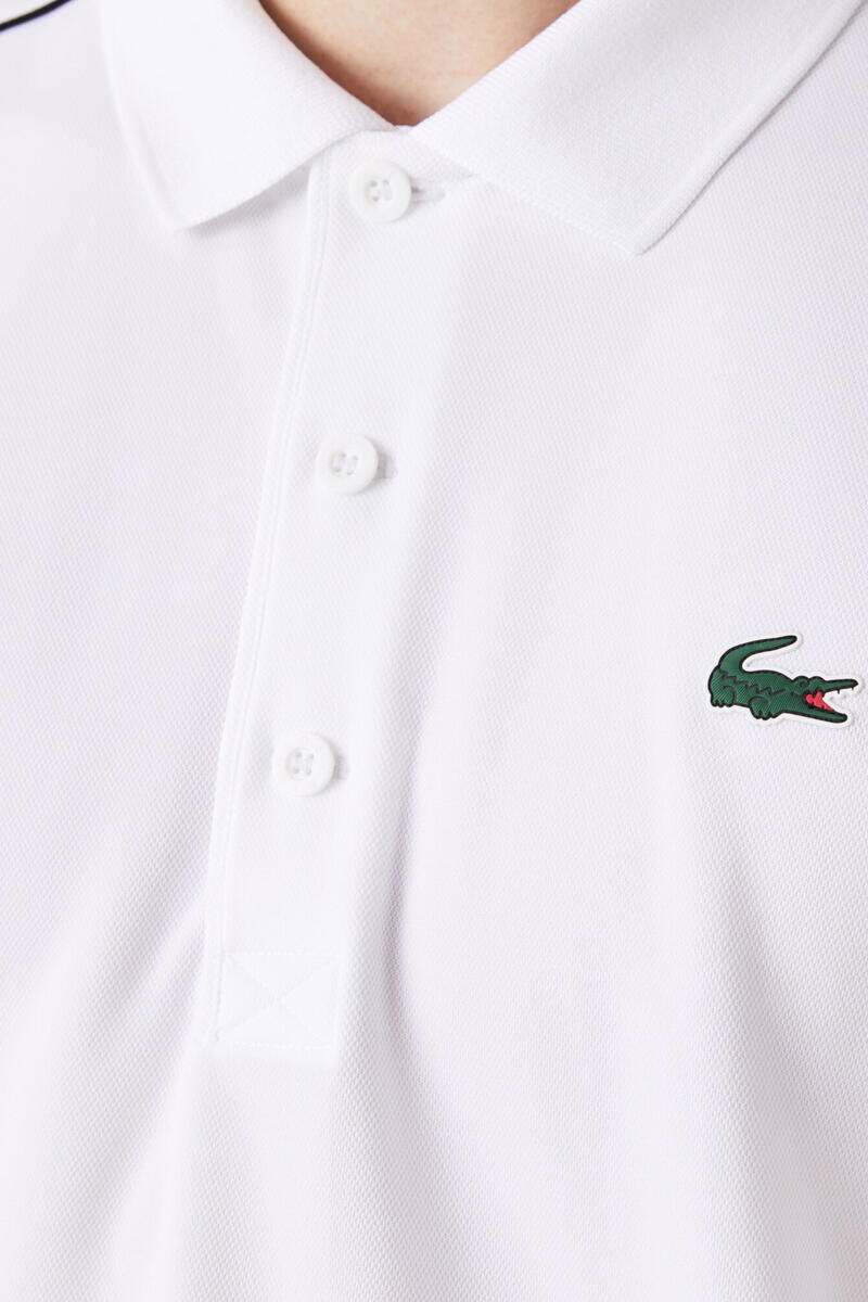 Рубашка-поло с контрастной окантовкой на плечах и концах рукавов. Lacoste, белый — фото 2