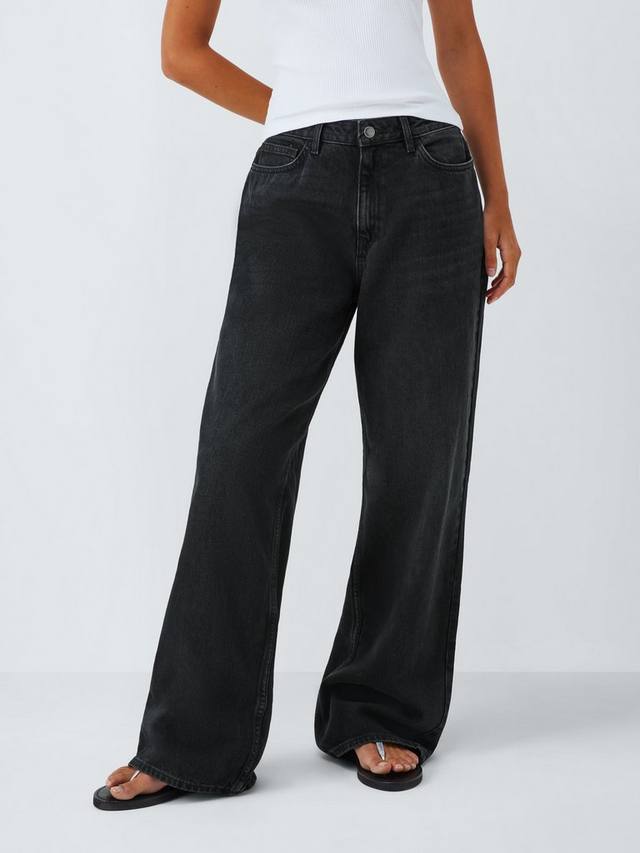 

Джинсы с завышенной талией и широкими штанинами John Lewis ANYDAY, Black Wash