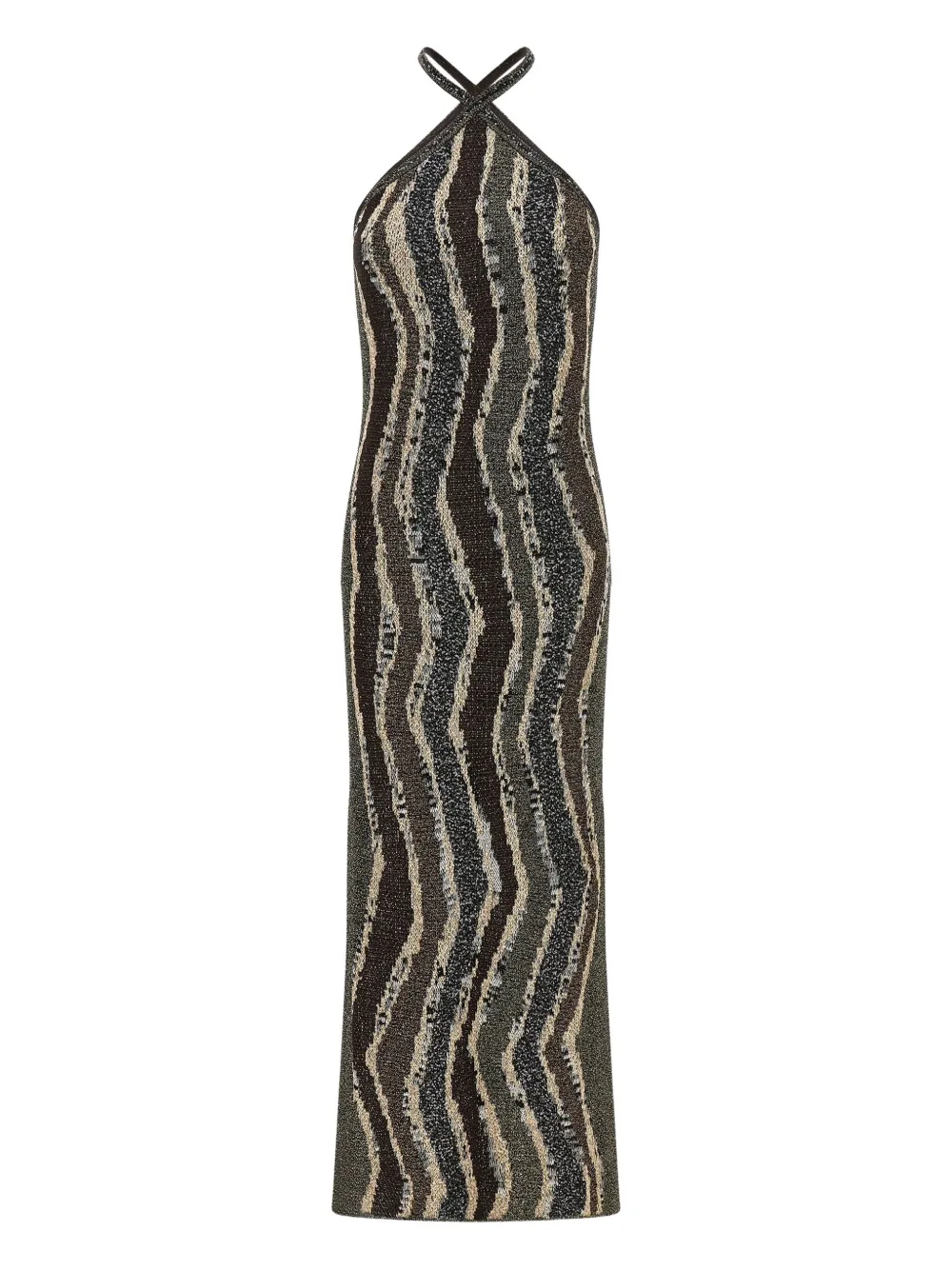 

Длинное платье с волнистым узором и халтернеем Missoni, коричневый