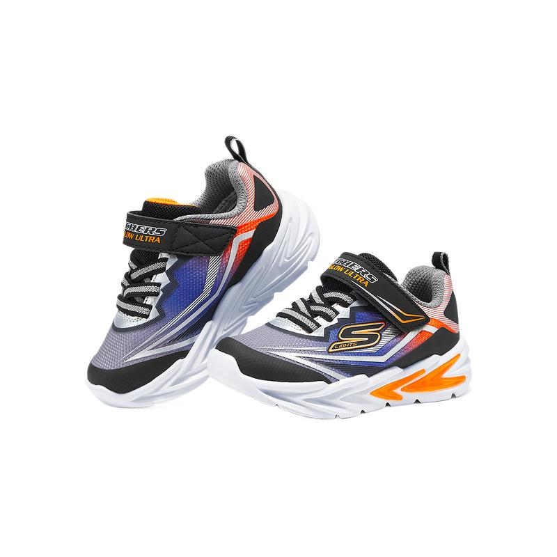 Skechers Kids Скользостойкие износостойкие низкие детские ботинки Black Silver Infant And Toddler — фото 3