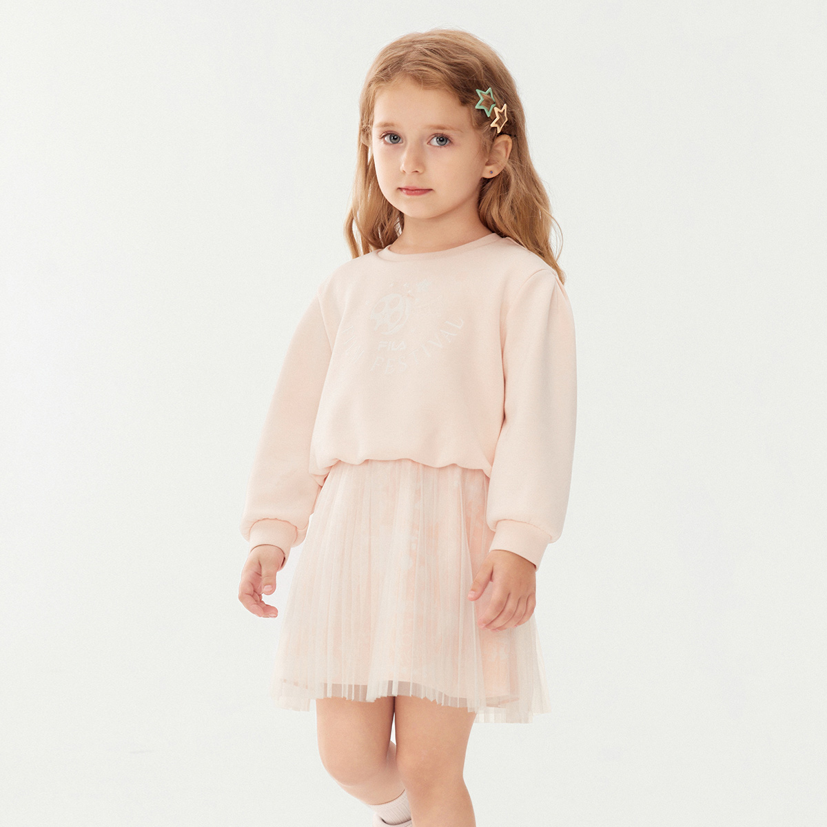 FILA KIDS Платье из трикотажной ткани светло-оранжевый розовый kids' — фото 2