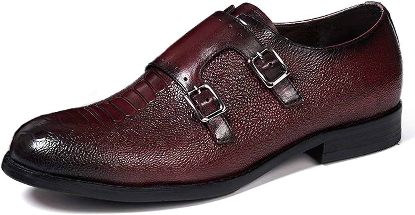 

Мужские лоферы формальные туфли Goodyear из натуральной кожи, с крыловидным носком, монки-страп, бизнес-кэжуал, для выпускного, свадьбы, под костюм, модные ручной работы смокинговые туфли для мужчин Santimon, красный