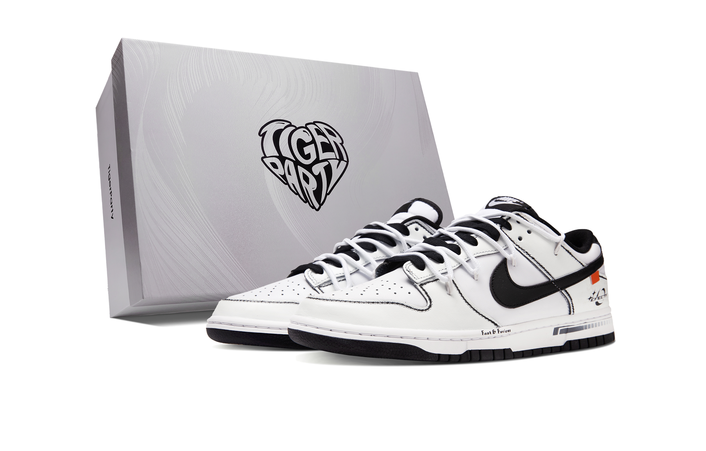 Nike Кроссовки для скейтбординга Dunk Tiger Party с противоскользящим покрытием, износостойкие, унисекс, белые, черные