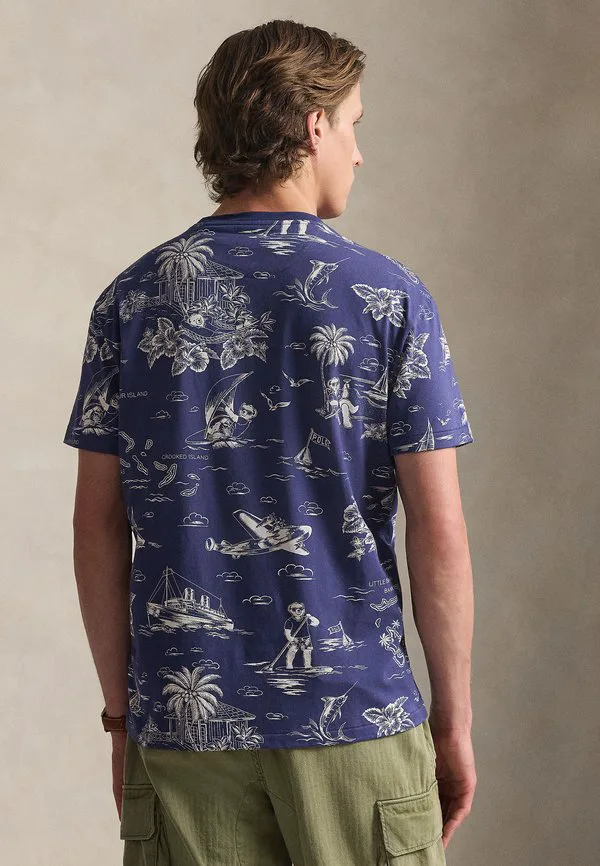 Футболка-Поло приталенного кроя с принтом медведя. Polo Ralph Lauren, Hrbr Island Bear-Boathouse Nvy — фото 3
