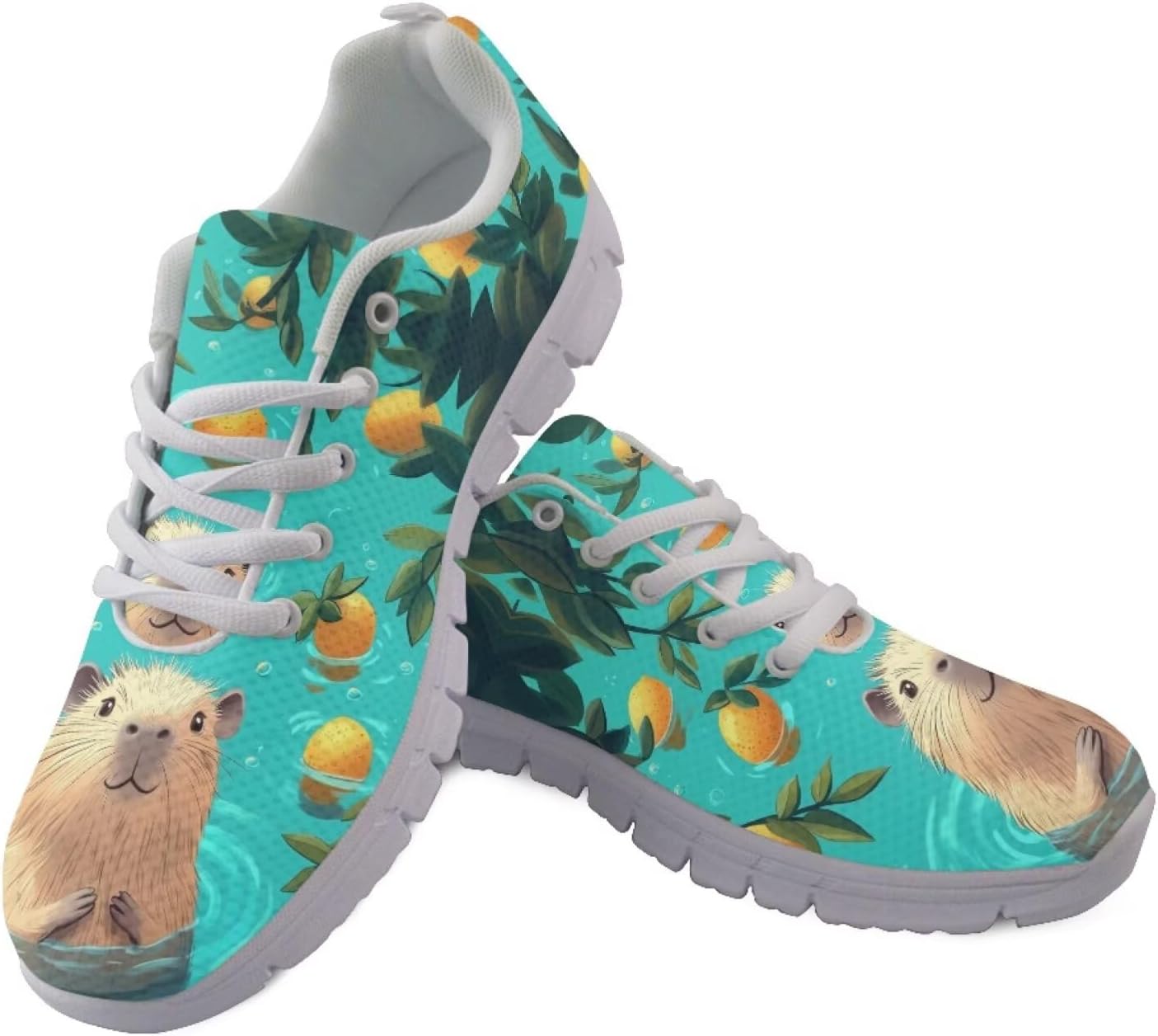 

Кроссовки Jeiento Fashion для бега и прогулок на шнуровке для мужчин и женщин, удобная сетчатая обувь для тенниса, повседневная обувь для работы и путешествий, Cute Capybara