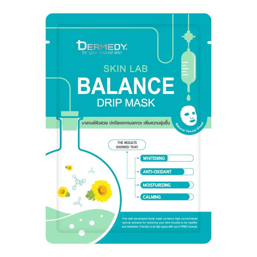 

Dermedy Skin Lab Balance Drip Mask 1'S มาสก์หน้า ปรับผิวให้สมดูล ผิวแพ้ง่าย, Green