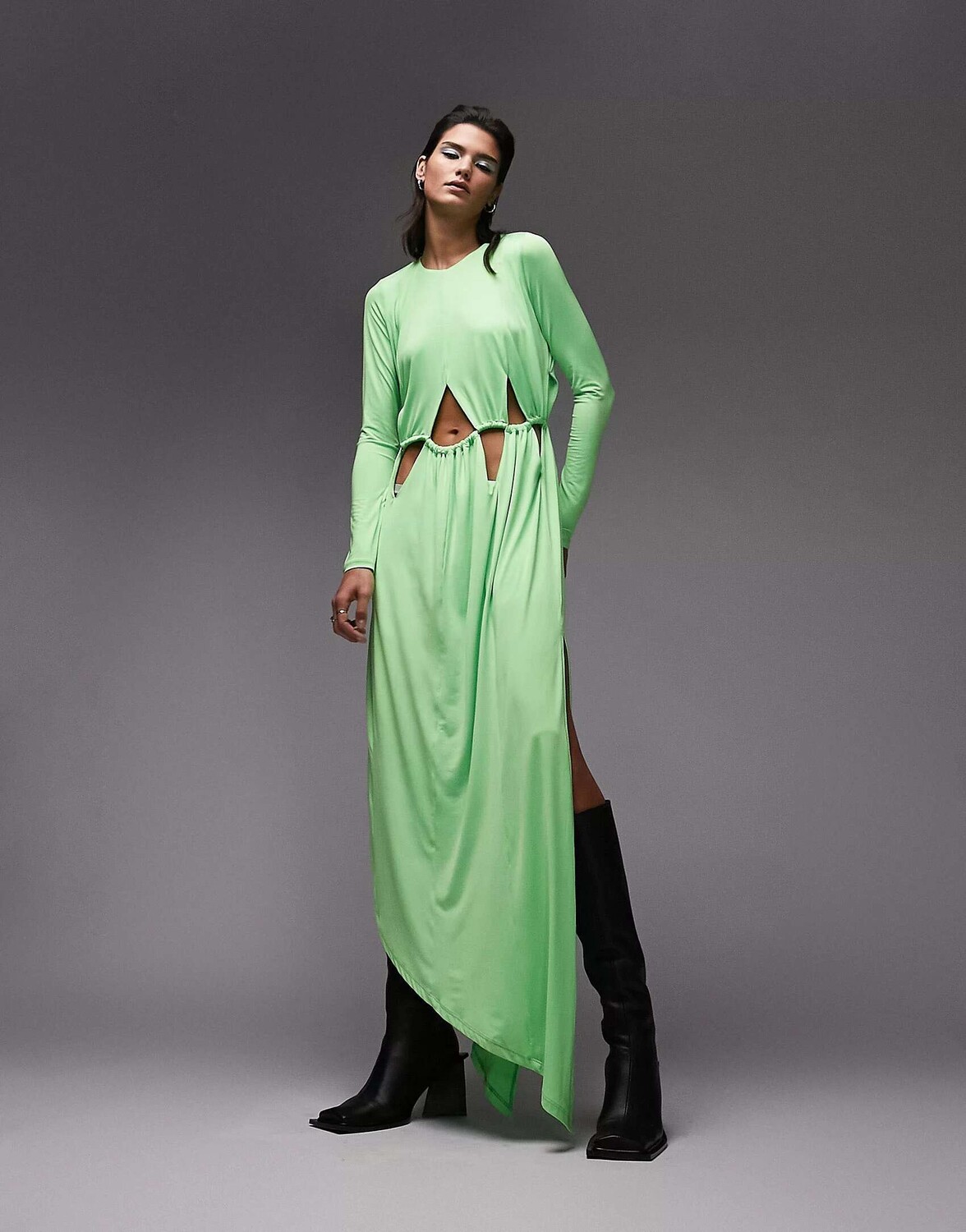 Зеленое платье асимметричного выреза Topshop Premium Limited Edition