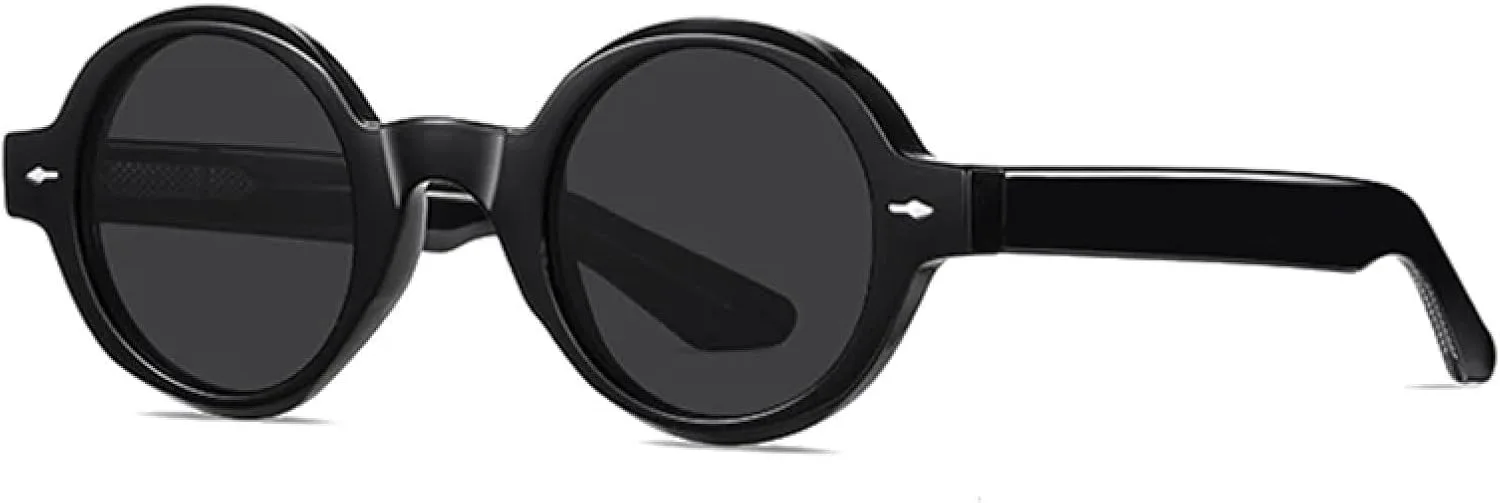 

Ретро круглые панк-солнцезащитные очки для мужчин, модные, прозрачные, с защитой от синего света, женские, роскошные, с заклепками, UV400 TYUVIVO, Black Gray